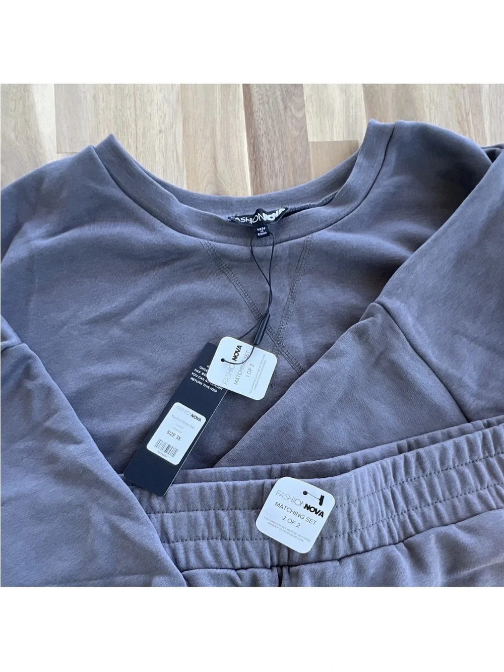 Fashion Nova Mauve Gray Lounge Set - Sweatshirt & Shorts 3x